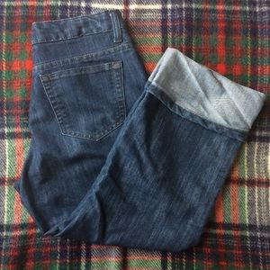 Merona High-Rise Cropped Cuff Dark Blue Jeans Sz 4